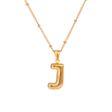 Bubble Letter Initial Necklace