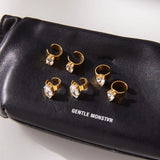 Uworld Simple Classic 18K Gold Color Plated Stainless Steel Oval White Zircon Earclip Women's Jewelry Party Gift