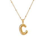 Bubble Letter Initial Necklace