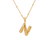 Bubble Letter Initial Necklace