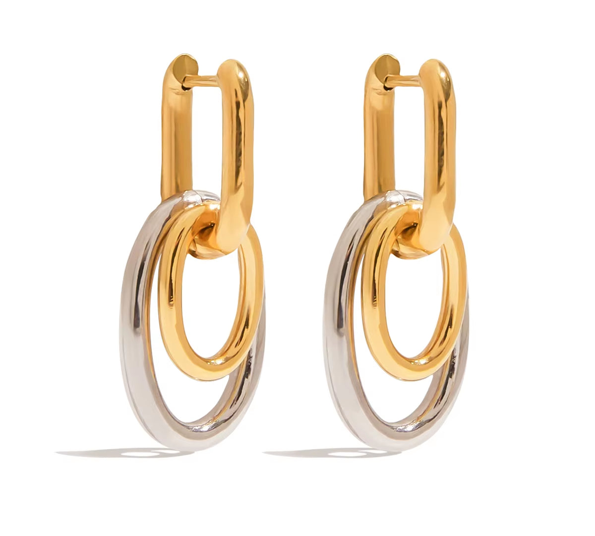 Youthway Metal Geometric U-Shape Huggie Earrings Stainless Steel Jewelry Wholesale Two Color Hollow Hoop Stud Earring