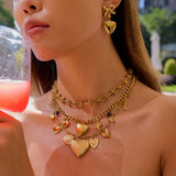 Youthway Heart Photo Box And Charm Pendant Drop Necklace Gold Plated Stainless Steel Waterproof Fashion Charm Jewelry Gift 2025