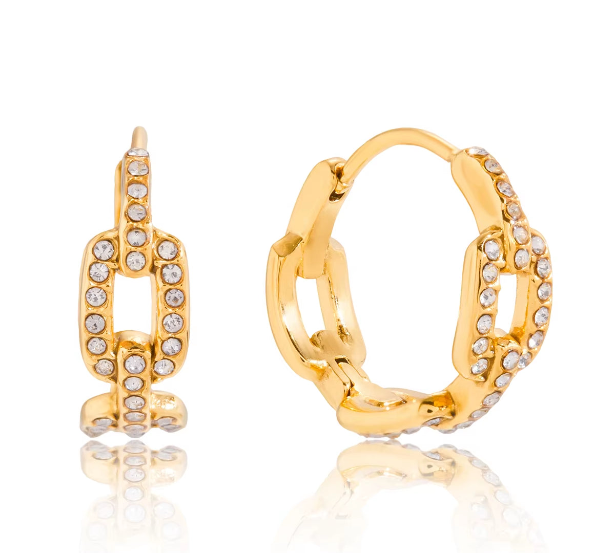 Youthway Classic Zircon Chain Clip Earrings For Women Minimalist 18K Gold Plated Stainless Steel Earrings Fashion Jewelry Gift