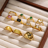 Youthway Zirconia Stainless Steel Geometric Opening 18KGold Plated Waterproof Fashion Trendy Jewelry Unisex 2024 NEW Gift