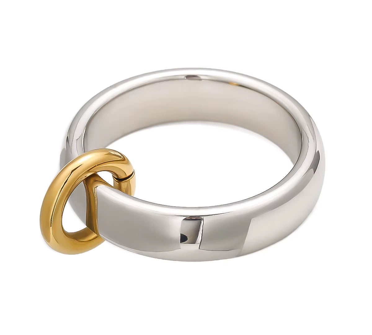 Youthway Personality 18K PVD Plated Gold Silver Colorblock Simple Single Hoop Dangle Dune Ring New Charm Women Statement Jewelry