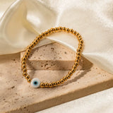 Youthway 4MM Wide Stainless Steel Ball Devil Eye Stretch Bracelet Wrist Handmade Summer Jewelry 2023 Waterproof