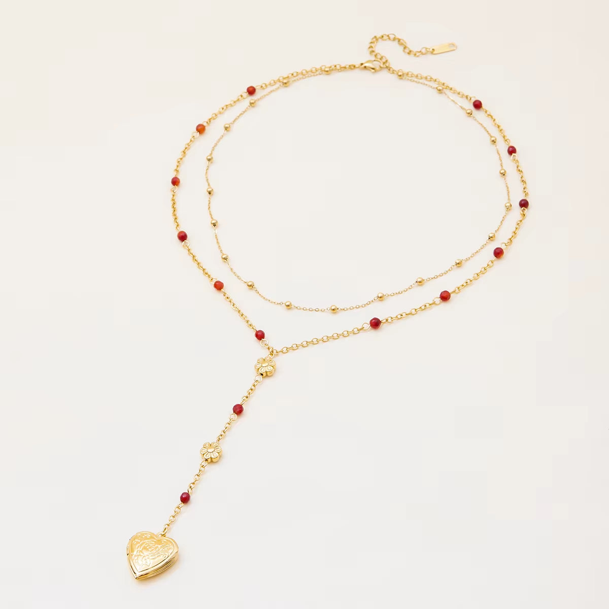 Youthway 18K Gold Plated Beads Love Heart Photo Box Pendant Necklace For Lovers Stainless Steel Waterproof Women Jewelry Gift