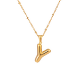 Bubble Letter Initial Necklace