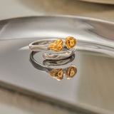 Minimalist Stainless Steel Two tone Line Heart Shaped Ring Stackable Ring Women's Accessories Party Gift