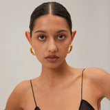 Youthway Glossy Minimalist Stainless Steel Oval Hollow Stud Earrings for Women Waterproof Popular Jewelry Gift