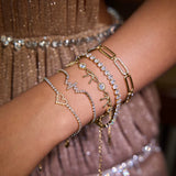 Youthway Full Zirconia Setting  Strap Buckle Tennis Chain Bracelet Stainless Steel Classic Trendy Zirconia Bracelet