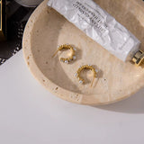 Uworld Elegant Fashion 18K Gold Color Plated Inlay Zircon Pearl C-Shape Earrings Hypoallergenic Stainless Steel Women Jewelry