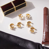 Uworld Simple Classic 18K Gold Color Plated Stainless Steel Oval White Zircon Earclip Women's Jewelry Party Gift