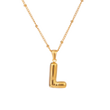 Bubble Letter Initial Necklace