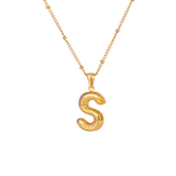 Bubble Letter Initial Necklace