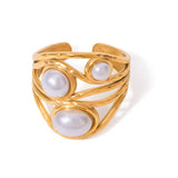 Geometric Pearl Ring