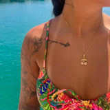 Pink CZ Cherry Necklace