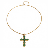 Green Quartz Cross Necklace