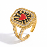 Veda Gold Heart Signet Ring