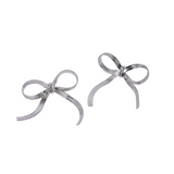 Silver Bow Stud Earrings