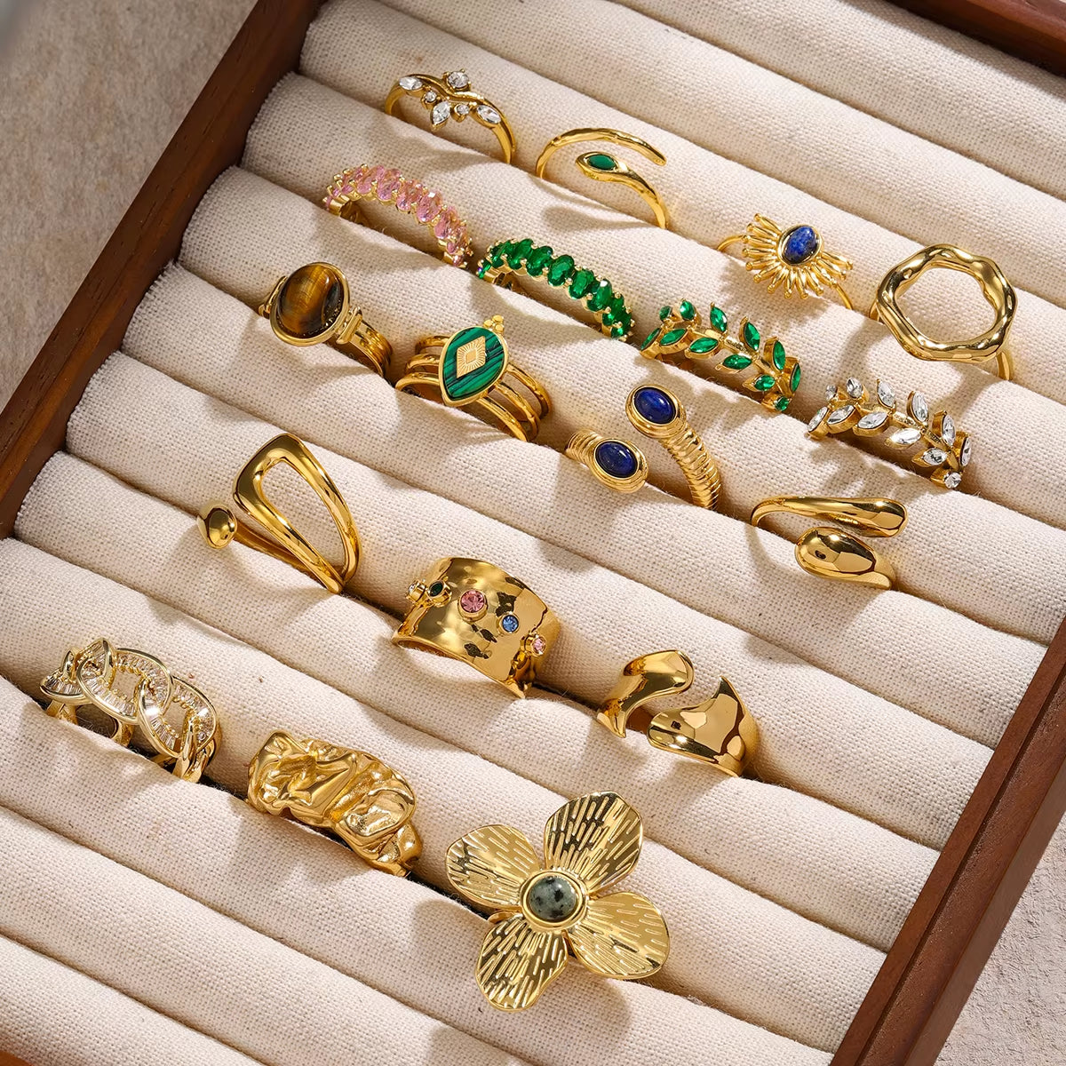 Youthway Zirconia Stainless Steel Geometric Opening 18KGold Plated Waterproof Fashion Trendy Jewelry Unisex 2024 NEW Gift