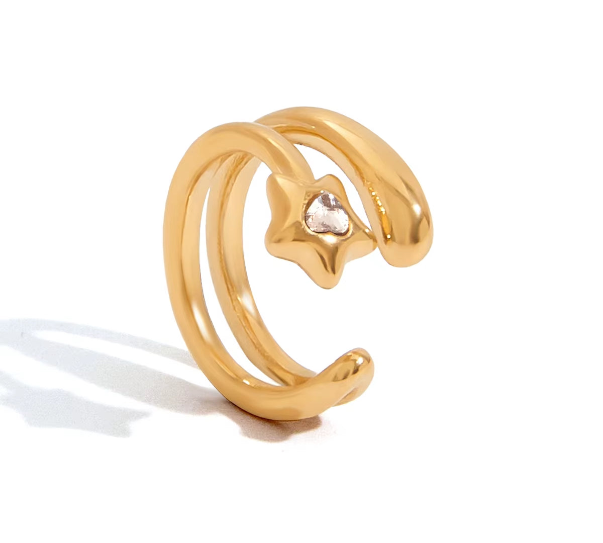 Youthway 18K Gold Plated Stainless Steel Star Zircon C-shape 1 Piece Ear Clip Anti Allergic Minimalist Women Jewelry Daily Wear