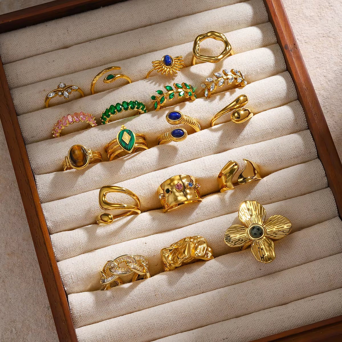 Youthway Zirconia Stainless Steel Geometric Opening 18KGold Plated Waterproof Fashion Trendy Jewelry Unisex 2024 NEW Gift