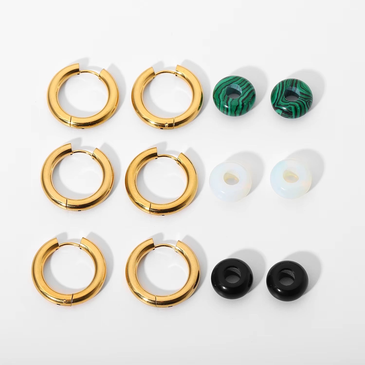 18k Gold Plated Stainless Steel Freshwater Pearl Natural Stone Pendant Huggie Earrings For Women Bohemian Style Earrings Jewelry