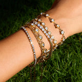 Youthway Fashion White Zirconia Snake Chain Stainless Steel 18K Gold Color Plated Bracelet  Daily Commuting Women Accessories