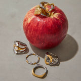 Youthway Versatile Minimalist Two Color Zircon Heart Shaped Hollow Rings Stainless Steel Waterproof Anti Allergic Jewelry