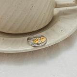 Minimalist Stainless Steel Two tone Line Heart Shaped Ring Stackable Ring Women's Accessories Party Gift